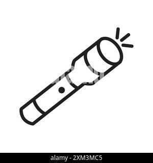 Flashlight icon Black line art vector in black and white outline set collection sign Stock Vector