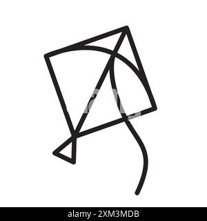 Kite icon Black line art vector in black and white outline set collection sign Stock Vector