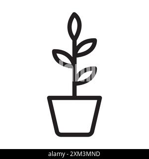 indoor plant inside house icon Black line art vector in black and white outline set collection sign Stock Vector