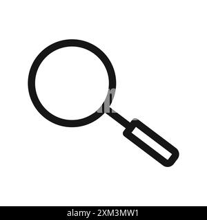 Magnifying glass icon Black line art vector in black and white outline set collection sign Stock Vector