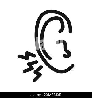 Otitis icon Black line art vector in black and white outline set collection sign Stock Vector