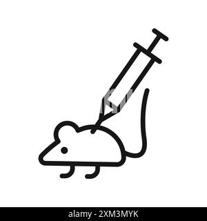 Lab rat experiment icon Black line art vector in black and white outline set collection sign Stock Vector