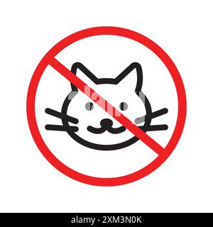 No cats allowed icon Black line art vector in black and white outline set collection sign Stock Vector