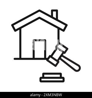 Real estate auction icon Black line art vector in black and white outline set collection sign Stock Vector