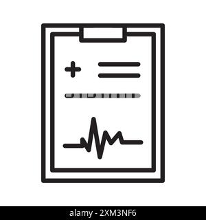 Medical report icon (2) Black line art vector in black and white outline set collection sign Stock Vector