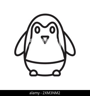 Penguin icon Black line art vector in black and white outline set collection sign Stock Vector