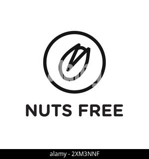 nuts free icon Black line art vector in black and white outline set collection sign Stock Vector