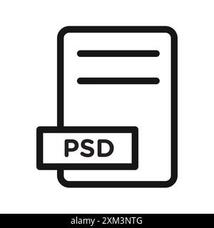 PSD File Format Icon Black line art vector in black and white outline set collection sign Stock Vector