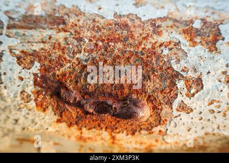 Weathered stained rusty metal corrosion textured background Stock Photo