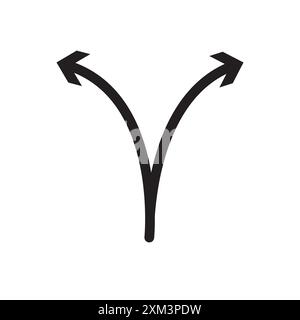 Separating arrow in two part icon Black line art vector in black and white outline set collection sign Stock Vector