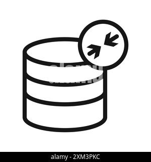 Shrink database icon Black line art vector in black and white outline set collection sign Stock Vector