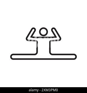 Split legs exercise icon Black line art vector in black and white outline set collection sign Stock Vector