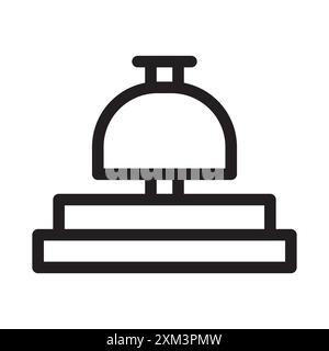 Service bell icon Black line art vector in black and white outline set collection sign Stock Vector