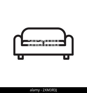 sofa icon Black line art vector in black and white outline set collection sign Stock Vector