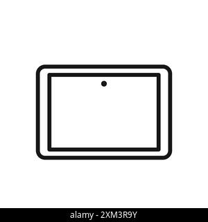 Tablet icon Black line art vector in black and white outline set collection sign Stock Vector