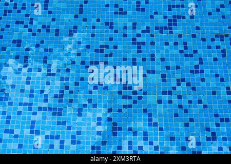Swimming pool bottom with mosaic ceramic and rippled. sport texture background Stock Photo
