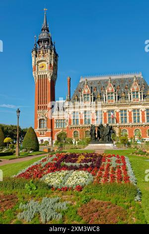 Town Hall in the port city of Calais in the Pas-de-Calais Department of Northern France. Stock Photo