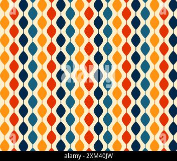 Retro 1970s Mid Century Colorful Vertical Diamond Stripes Background Surface Pattern Stock Photo