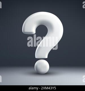 Large white 3D question mark against a dark gradient background Stock Vector