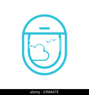 View trough plane window icon. Isolated on white background. Stock Vector