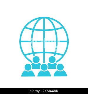 World, globe and people. Volunteers. Isolated on white background. Stock Vector