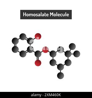 Homosalate Molecule - Key Component in Sunscreen Formulations and UV Protection Stock Vector