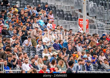 Old Trafford, Machester UK. Thursday 25th July, 2024. The Hundred: Manchester Originals Vs Welsh Fire at Emirates Old Trafford.General shot of the crowd. Credit James Giblin. Stock Photo