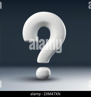 Large white 3D question mark against a dark gradient background Stock Vector