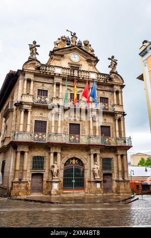 Pamplona, Spain- May 19, 2024: The front of the Pamplona City Council building. Stock Photo