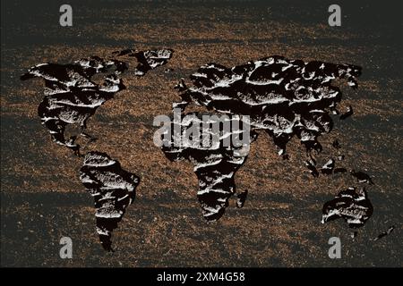 Roughly outlined world map with white background Stock Photo