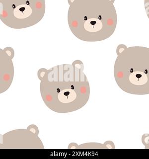 Cute bear seamless pattern. Baby background with bear. Vector illustration. Stock Vector