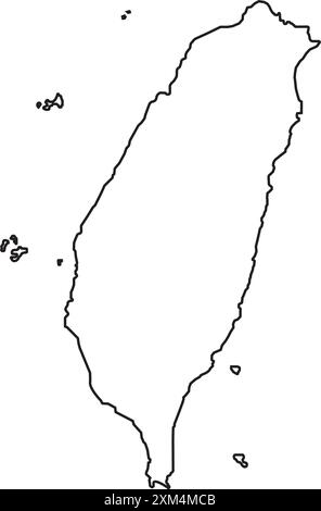 Taiwan island map simple outline. Vector hand drawn simplified style ...