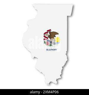 Illinois State Flag Map Illustration with clipping path Stock Photo