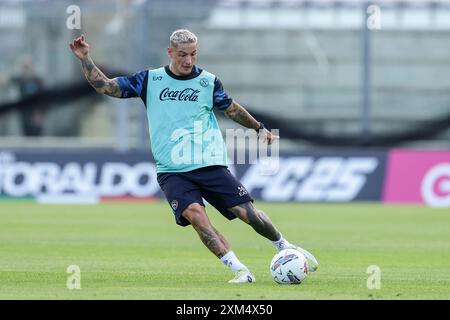 Napoli's Italian defender Pasquale Mazzocchi during SSC Napoli's 2024-25 preseason training camp in Castel Di Sangro, Abruzzo, Italy. Stock Photo