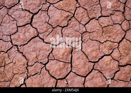 Natural desert wet sand mosaic pattern in cracked chocolate colored ground Stock Photo