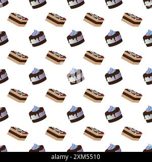 Set of cakes. Seamless pattern. Vector illustration. Stock Vector