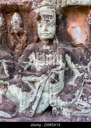 The Terrace of the Leper King, part of the walled city of Angkor Thom, a ruined temple complex in Cambodia. Stock Photo