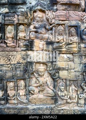 The Terrace of the Leper King, part of the walled city of Angkor Thom, a ruined temple complex in Cambodia. Stock Photo