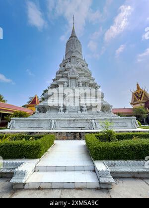 Exterior view of a stupa inside the Royal Palace grounds in Phnom Penh, Cambodia. Stock Photo