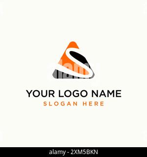 Logo design graphic concept creative premium vector stock initial sport S font badge emblem negative space triangle. Related monogram typography tech Stock Vector