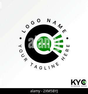 Logo design graphic concept abstract creative premium vector stock initial C font unique line talk speak symbol. Related monogram typography branding Stock Vector