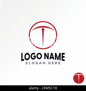 Logo design graphic concept creative premium vector stock letter initial T font badge swoosh fast up arrow circle Related monogram typography branding Stock Vector