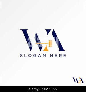 Logo design graphic concept abstract creative premium vector stock initial WA font judge gavel law firm advocate jury Relate monogram typography crime Stock Vector