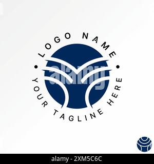 Logo design graphic concept abstract creative premium vector stock letter M or EM font ME unique line circle leaves Related monogram typography brand Stock Vector