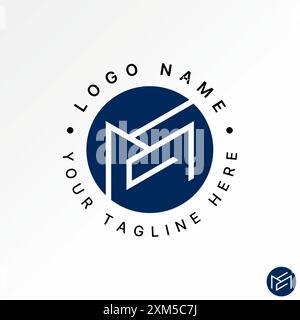 Logo design graphic concept abstract creative premium vector stock initial ME or EM font unique line circle emblem. Related monogram typography brand Stock Vector