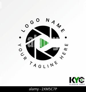 Logo design graphic concept abstract creative premium vector stock initial C font cutting play capture shutter lens. Related monogram typography brand Stock Vector