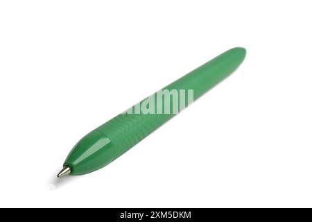 Green ballpoint pen on white background Stock Photo