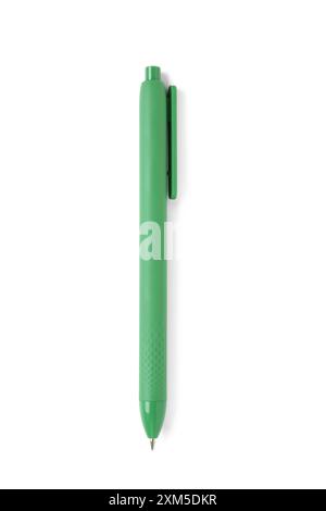 Green ballpoint pen on white background Stock Photo