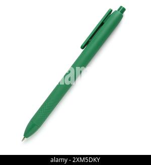 Green ballpoint pen on white background Stock Photo