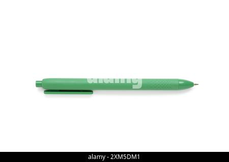Green ballpoint pen on white background Stock Photo
